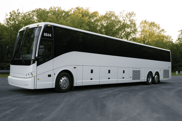 exterior of Charter Bus Rental Castle Rock coach bus